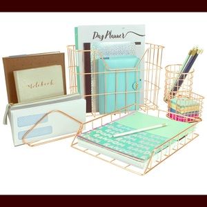 10 piece Rose Gold office organization set